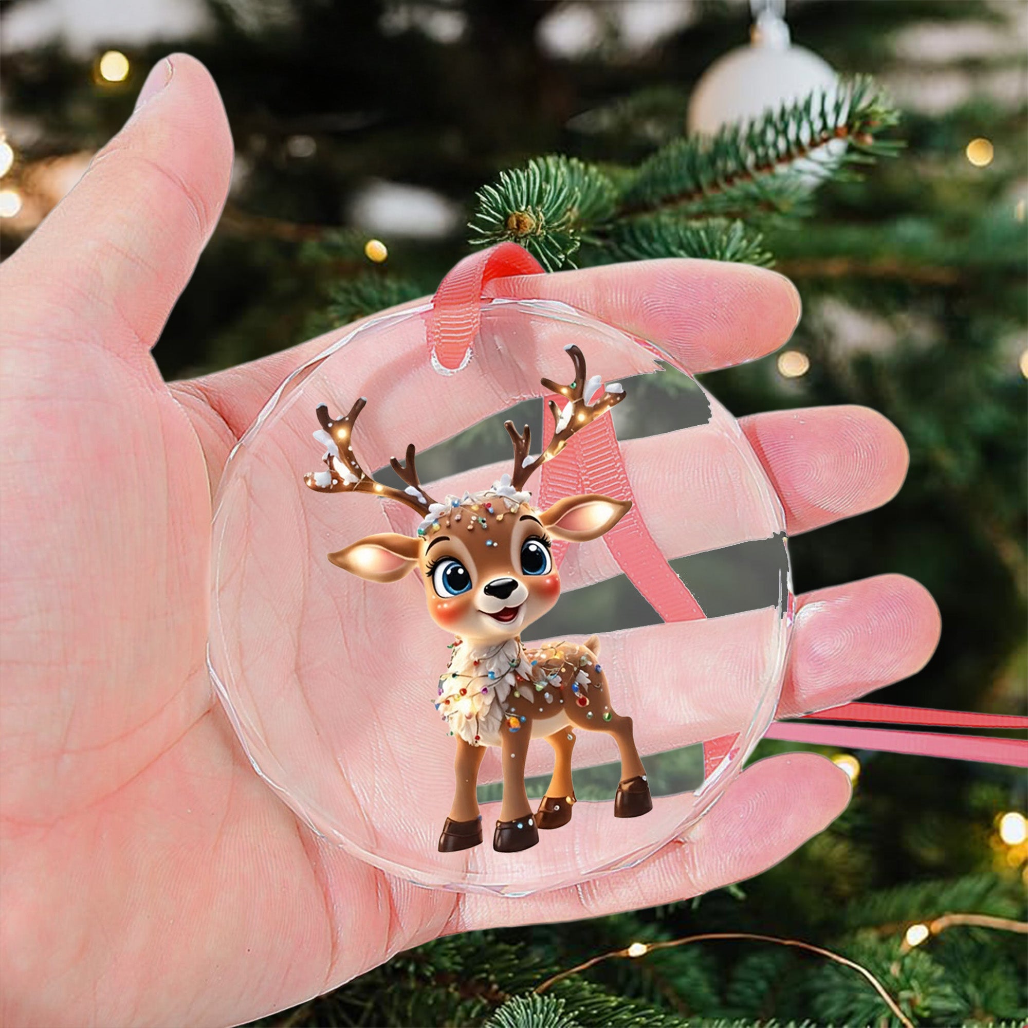Festive Reindeer 2025 - Glass Ornament