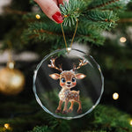 Festive Reindeer 2026 - Glass Ornament