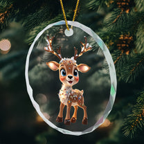 Festive Reindeer 2025 - Glass Ornament