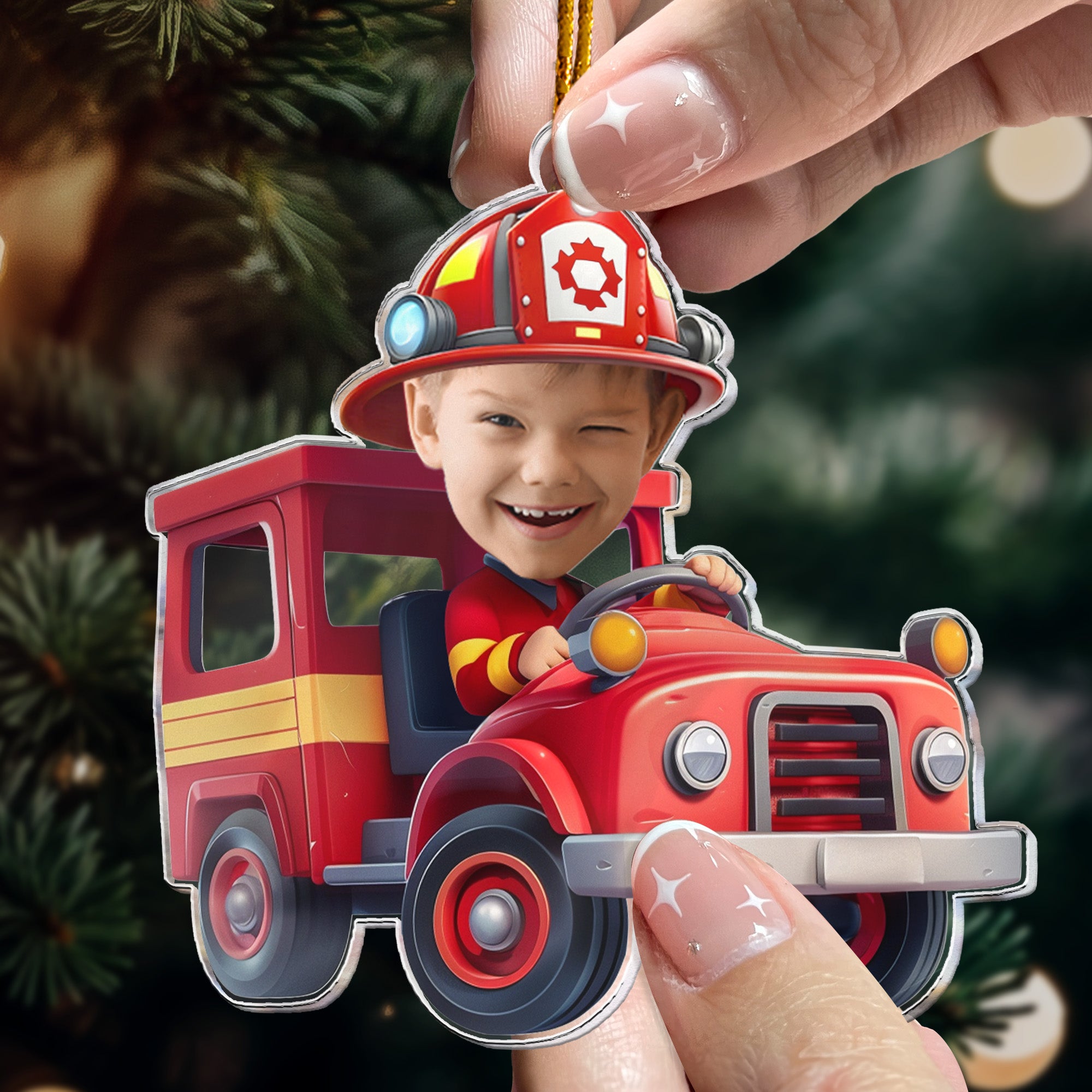 Firefighter - Kid's Dream Job - Gifts For Son, Grandson - Personalized Acrylic Photo Ornament