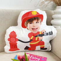 Firefighter Kids Dream Jobs Sons Daughters - Personalized Photo Custom Shaped Pillow