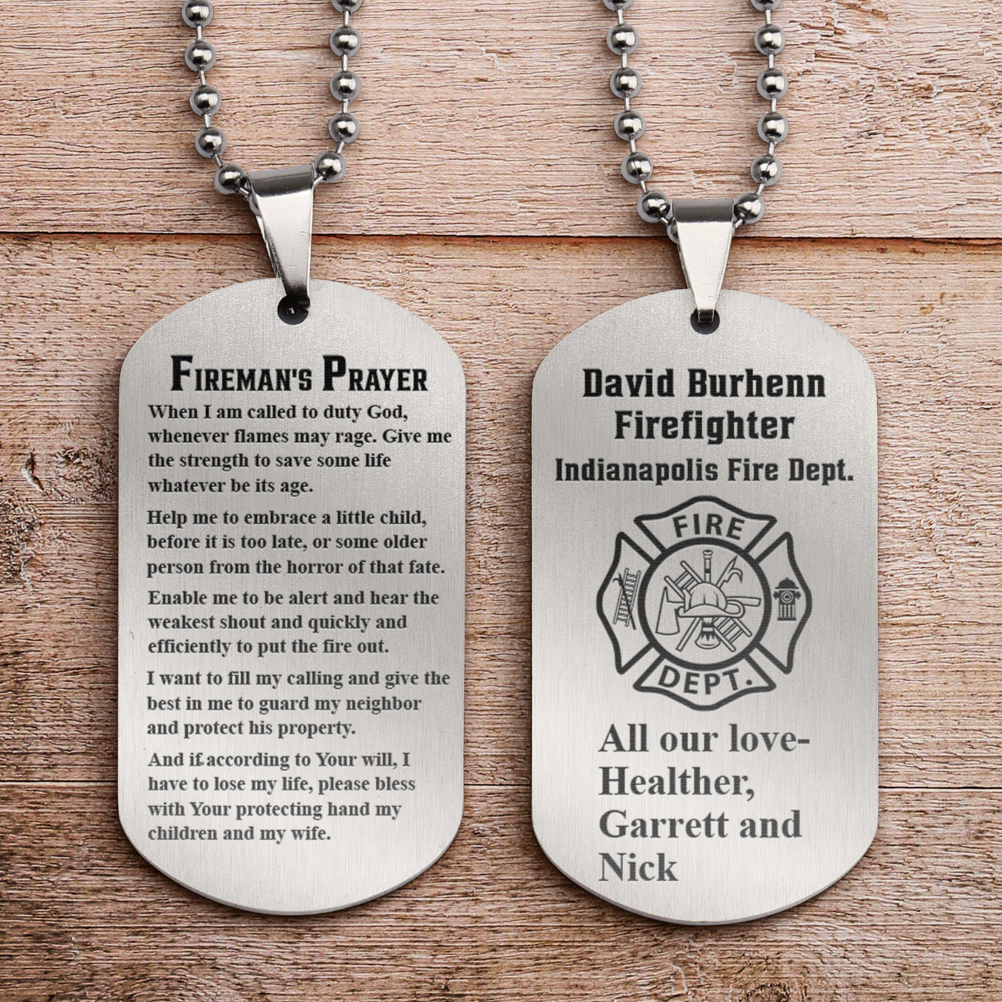 Firefighters prayer dog tag discount