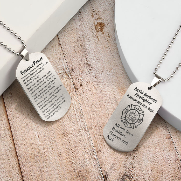 Fireman's Prayer - Personalized Dog Tag Necklace