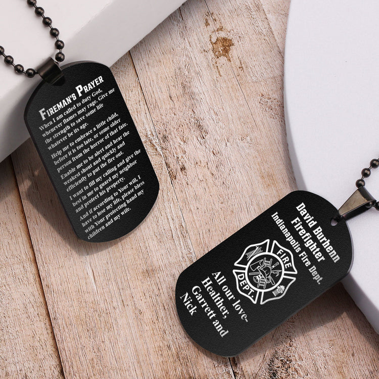 Fireman's Prayer - Personalized Dog Tag Necklace