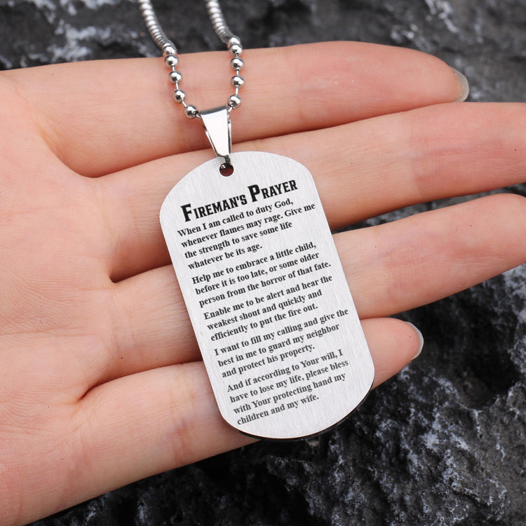 Fireman's Prayer - Personalized Dog Tag Necklace