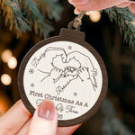First Christmas As A Family Of Three Four Five Six Christmas 2026 - Personalized Wooden Ornament