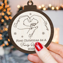 First Christmas As A Family Of Three Four Five Six Christmas 2025 - Personalized Wooden Ornament