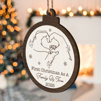 First Christmas As A Family Of Three Four Five Six Christmas 2025 - Personalized Wooden Ornament