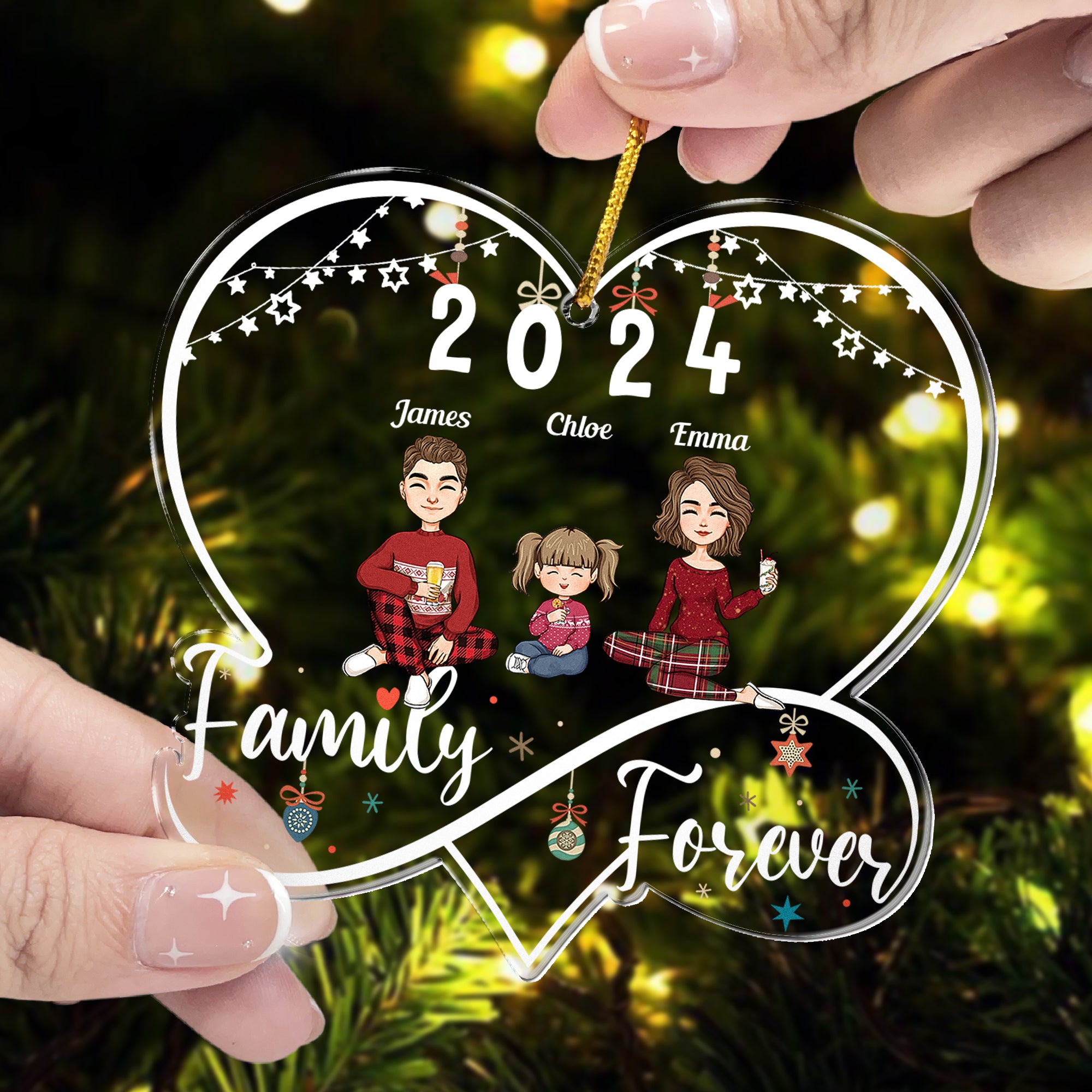 First Christmas As A Family Of Three - Personalized Acrylic Ornament