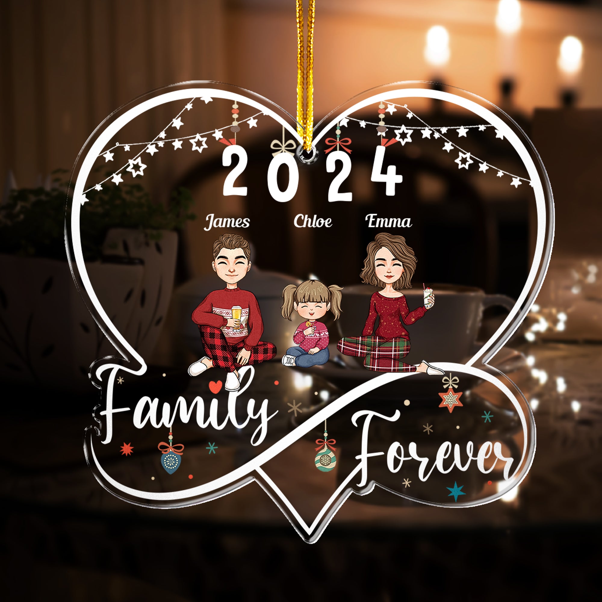 First Christmas As A Family Of Three - Personalized Acrylic Ornament