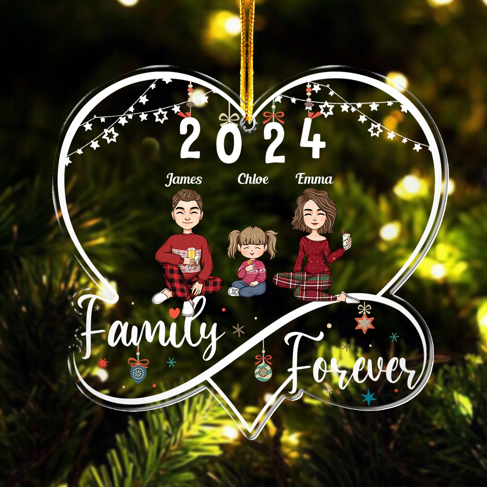 First Christmas As A Family Of Three - Personalized Acrylic Ornament