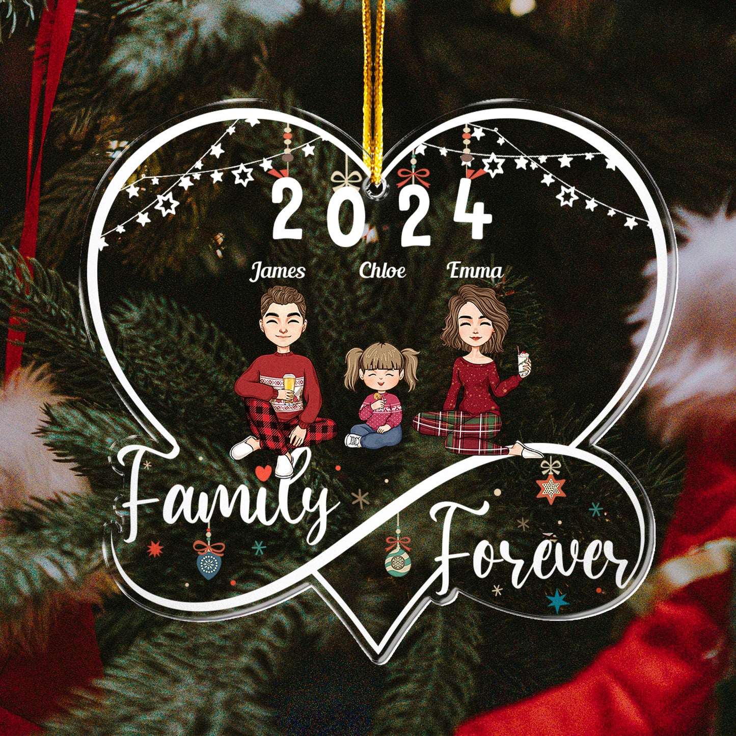 First Christmas As A Family Of Three - Personalized Acrylic Ornament