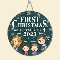 First Christmas As A Family With Children - Personalized Wood Wreath