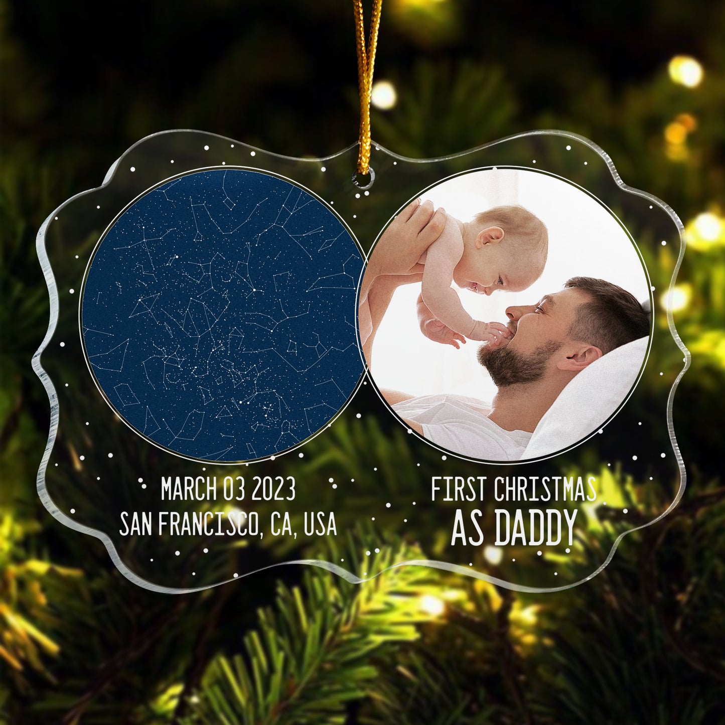 First Christmas As Daddy - Personalized Photo Acrylic Ornament