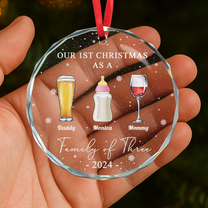 First Christmas As Family Of Three - Personalized Acrylic Ornament