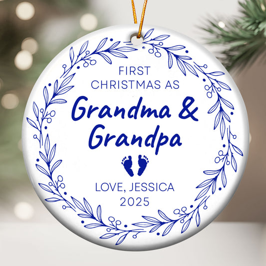 First Christmas As Grandma & Grandpa - Personalized Ceramic Ornament