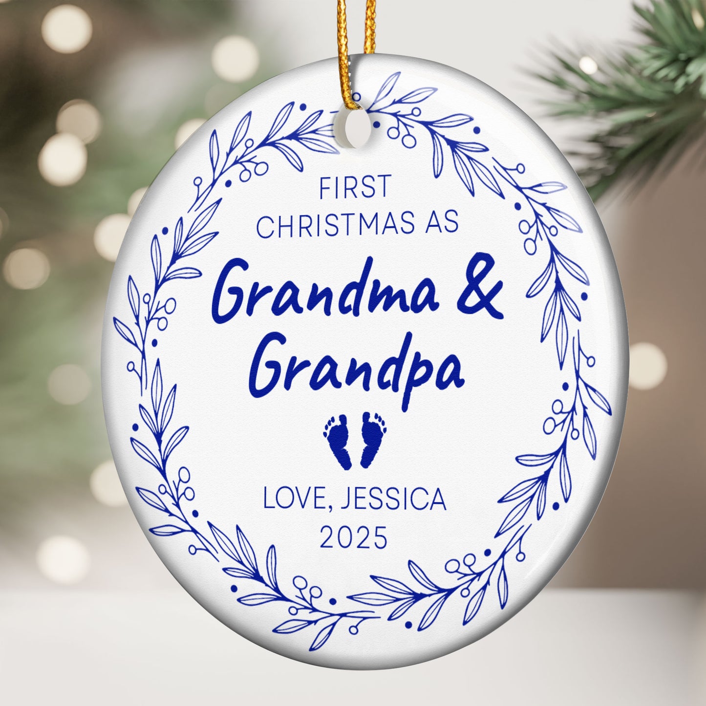 First Christmas As Grandma & Grandpa - Personalized Ceramic Ornament