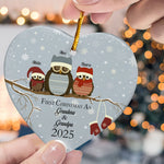 First Christmas As Grandma & Grandpa - Personalized Heart Shaped Ceramic Ornament
