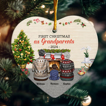 First Christmas As Grandparents - Personalized Heart Shaped Ceramic Ornament