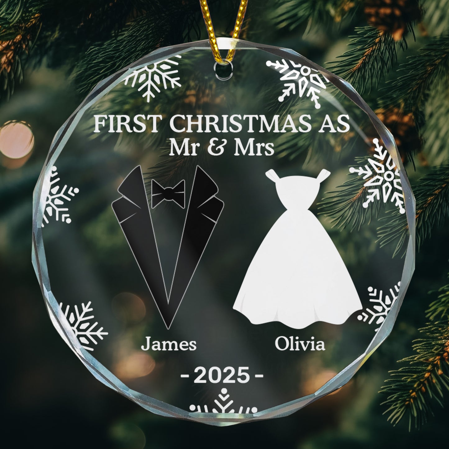 First Christmas As Married Couples - Personalized Glass Ornament