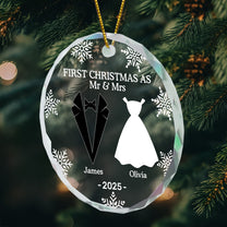 First Christmas As Married Couples - Personalized Glass Ornament