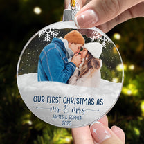 First Christmas As Mr & Mrs Christmas Globe - Personalized Acrylic Photo Ornament