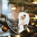 First Christmas As Mr & Mrs Custom Photo Watercolor Art Christmas 2026 - Personalized Ornament