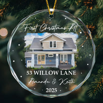 First Christmas At New Home - Personalized Glass Photo Ornament