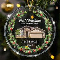 First Christmas At New House - Personalized Glass Photo Ornament