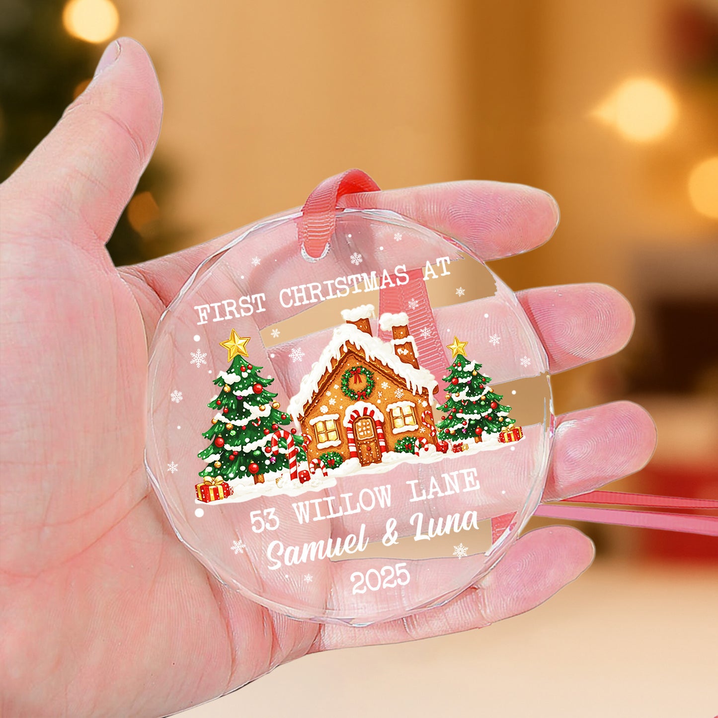 First Christmas At Our New Home Gingerbread House - Personalized Glass Ornament