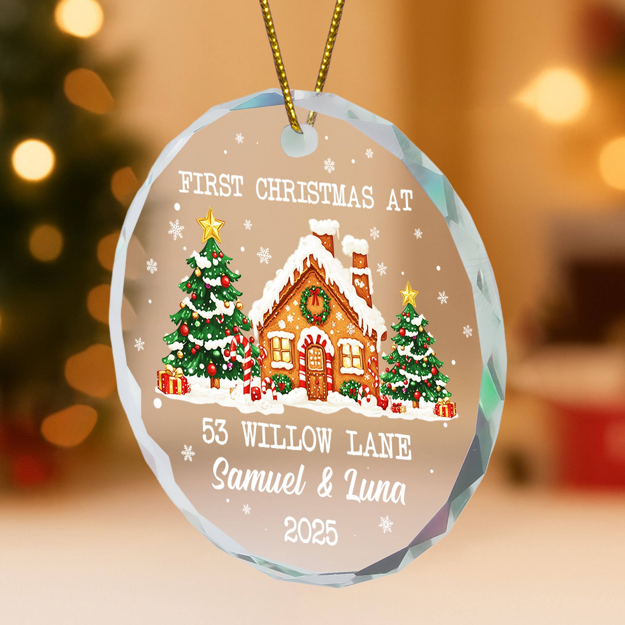 First Christmas At Our New Home Gingerbread House - Personalized Glass Ornament