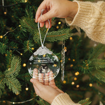 First Christmas Baby Bump Custom Ultrasound - Personalized Glass Photo Ornament With Silver Cap