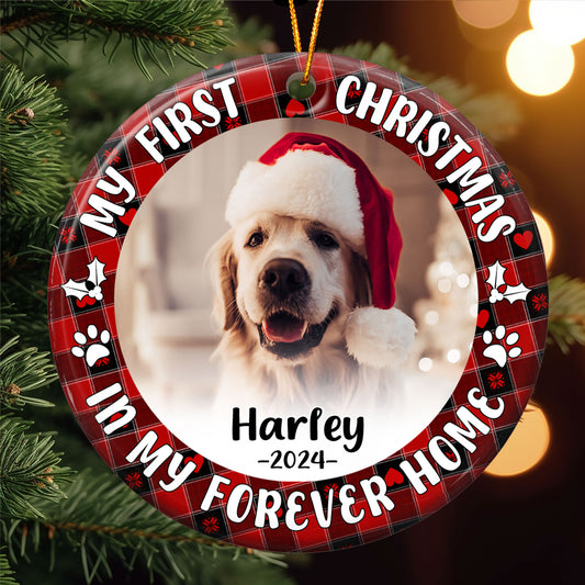 First Christmas Dog Cat - Personalized Ceramic Photo Ornament