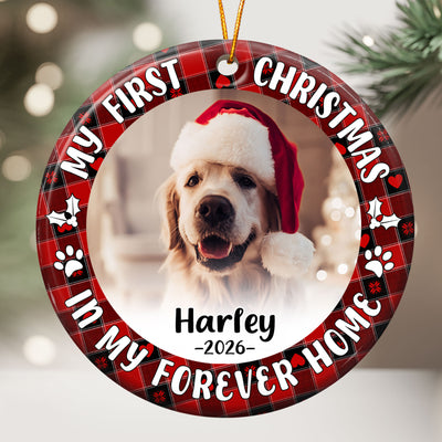 First Christmas Dog Cat - Personalized Ceramic Photo Ornament