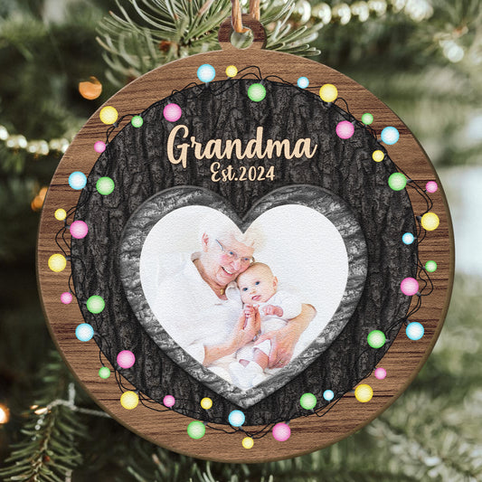 First Christmas Grandma - Personalized Wooden Photo Ornament