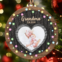 First Christmas Grandma - Personalized Wooden Photo Ornament