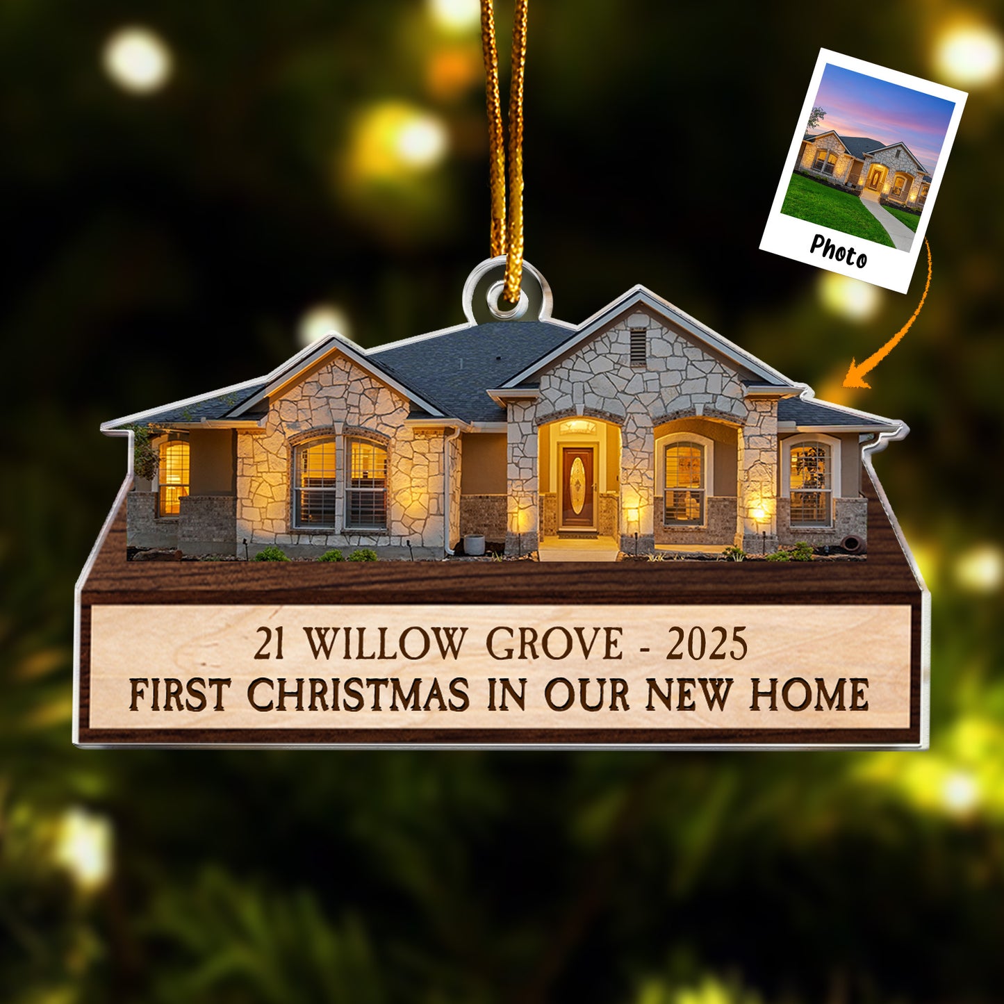 First Christmas In Our New Home Ornament - Personalized Acrylic Photo Ornament