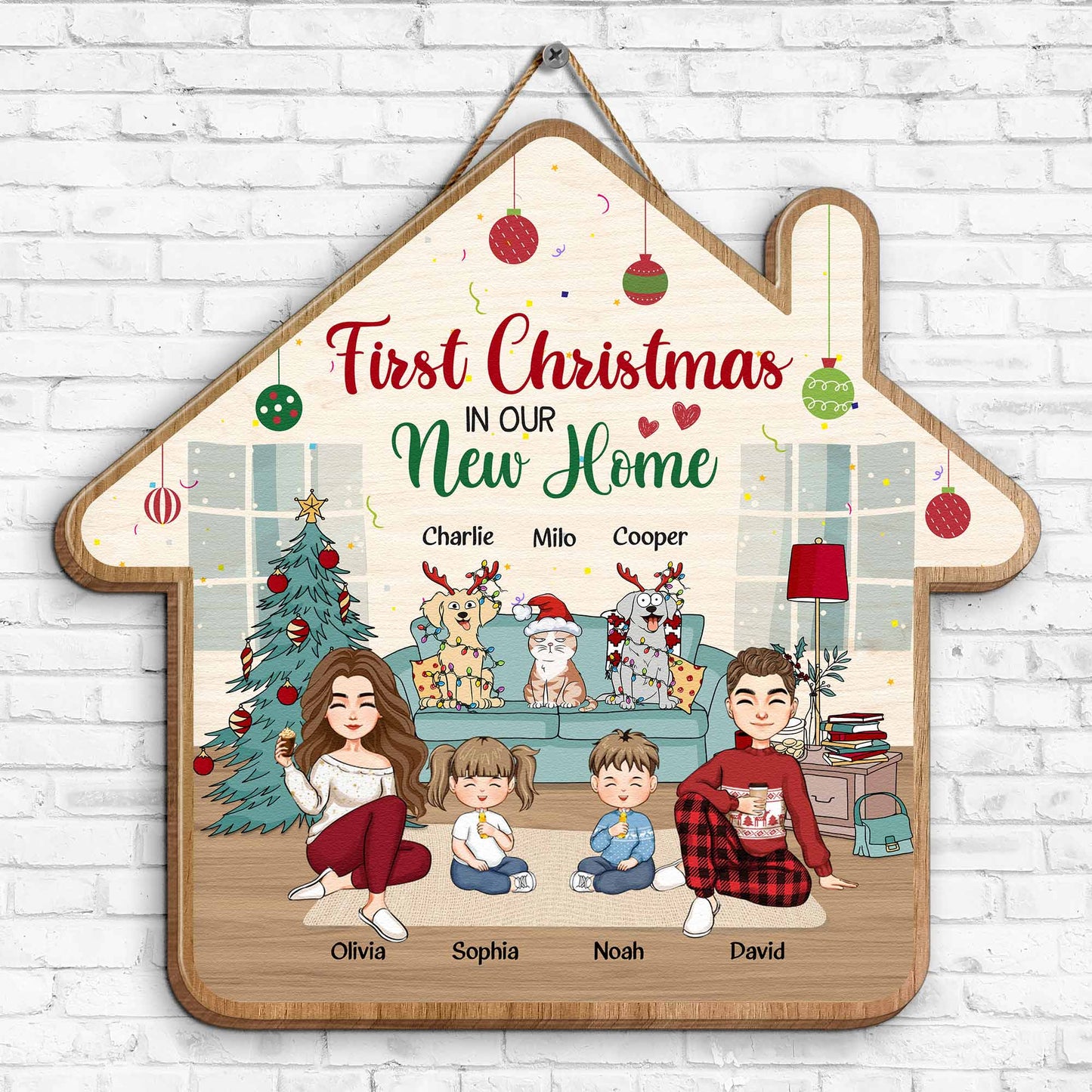 First Christmas In Our New Home - Personalized Custom Shaped Wood Sign