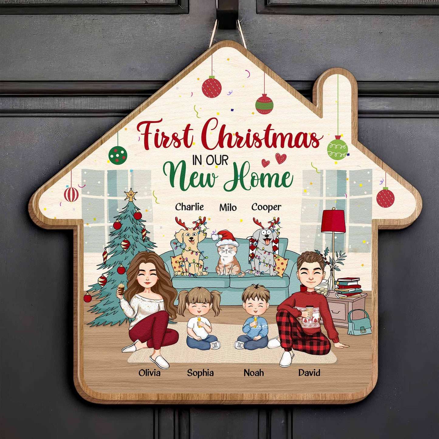 First Christmas In Our New Home - Personalized Custom Shaped Wood Sign