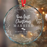 First Christmas Married Engaged Couples - Personalized Glass Ornament