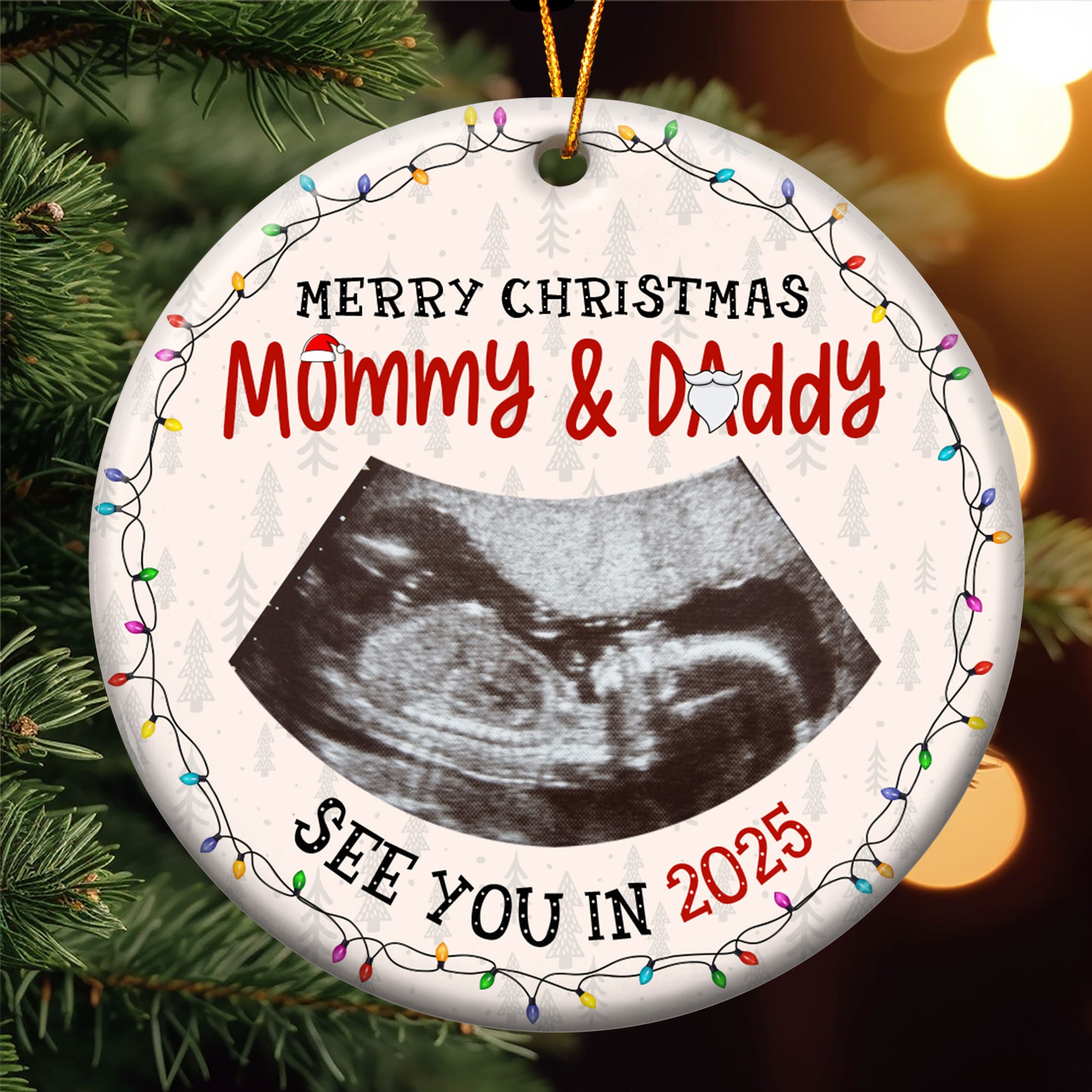 First Christmas Mommy Daddy Personalized Ceramic Photo