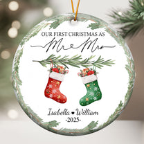 First Christmas Mr & Mrs Wedding Keepsake Engaged - Personalized Ceramic Ornament