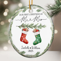 First Christmas Mr & Mrs Wedding Keepsake Engaged - Personalized Ceramic Ornament