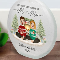 First Christmas Mr & Mrs Wedding Keepsake - Personalized Round Flat Bottle Light