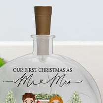 First Christmas Mr & Mrs Wedding Keepsake - Personalized Round Flat Bottle Light