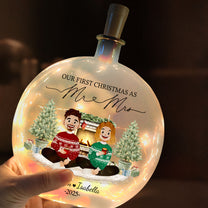 First Christmas Mr & Mrs Wedding Keepsake - Personalized Round Flat Bottle Light