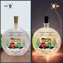 First Christmas Mr & Mrs Wedding Keepsake - Personalized Round Flat Bottle Light