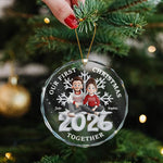 First Christmas Together 3D Cute Couple - Personalized Glass Ornament