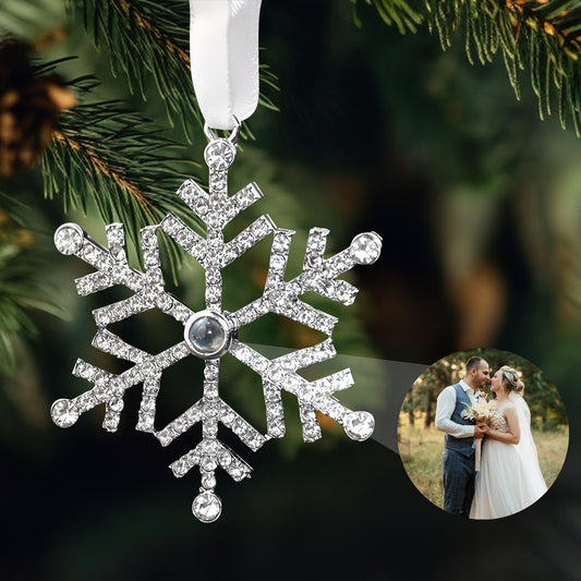 First Christmas Together Couple Gift - Custom Photo Projection Snowflake Ornament