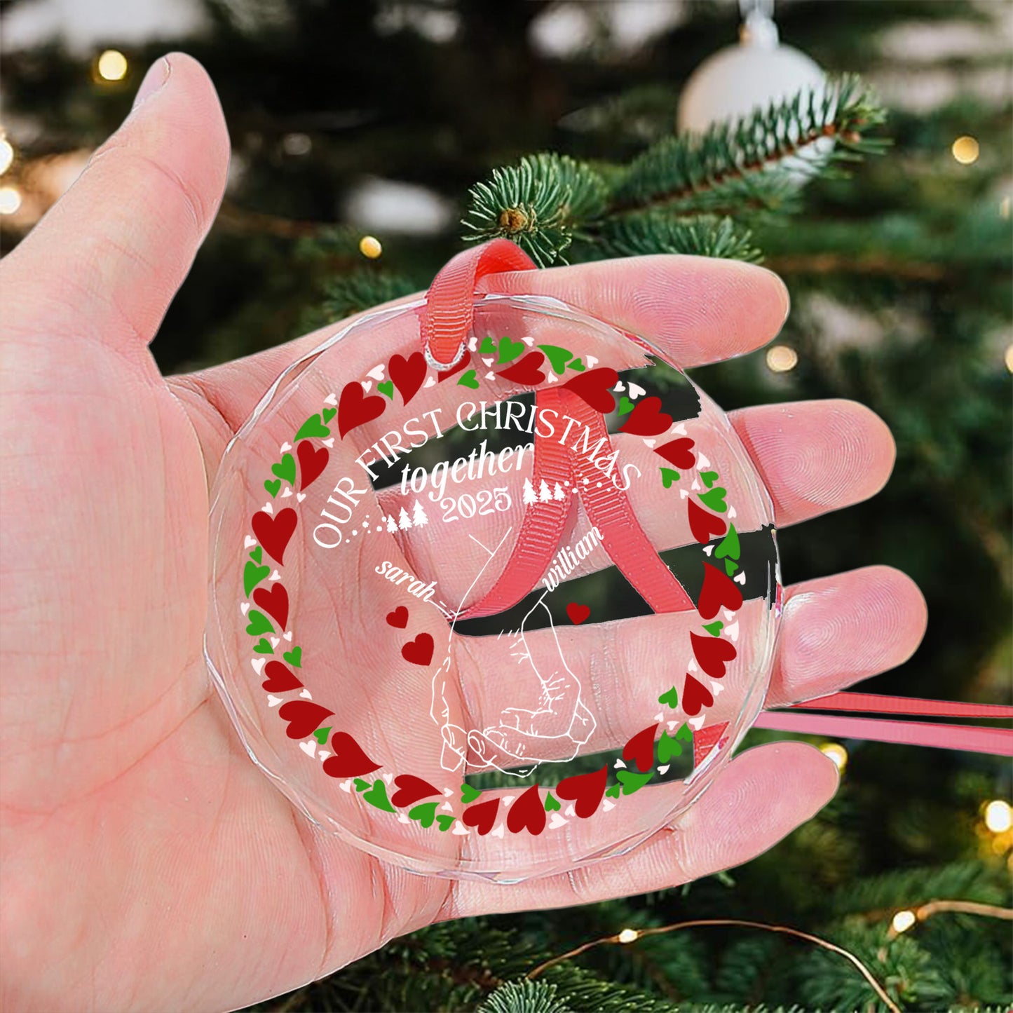 First Christmas Together - Personalized Glass Ornament